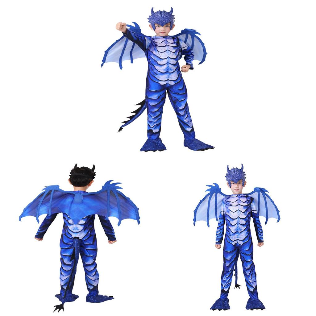 Ice Frost Dragon Cosplay Outfit For Children Made Of Polyester With Long Sleeves For Party Fun