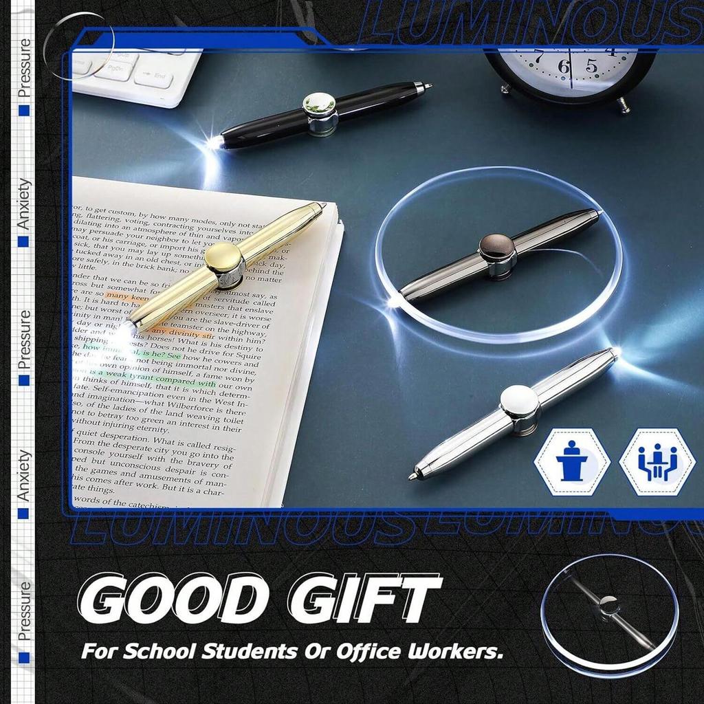 Pen Spinner Stift mit LED-Licht Multifunktionaler Stift Hilft Stressabbau Denk-Kugelschreiber Rotierend Anti-Stress Angst