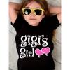 European Sizes "Gigi's Girl" Girls' Positioning Print T-shirt, Classic Cotton Round Neck Short Sleeve T-shirt, Comfortable and Fashionable