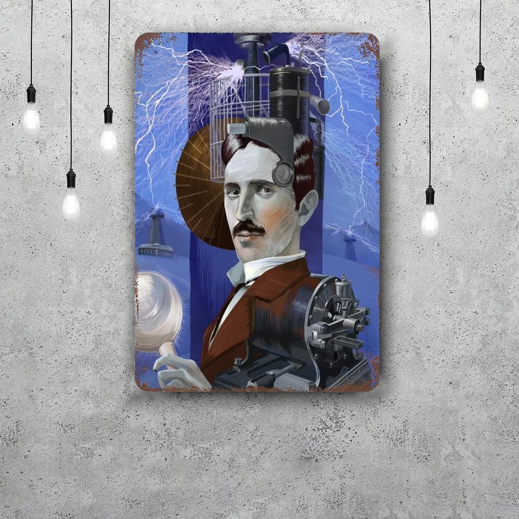 Nikola Tesla Vintage Tin Sign Home Decor Wall Decor Art Wall Mural Room Decoration Decor Retro Metal Sign Plate Bar Posters