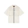 Solid Color 3D Pocket Zip Short Sleeve Shirt Men Tops White DX9650-113