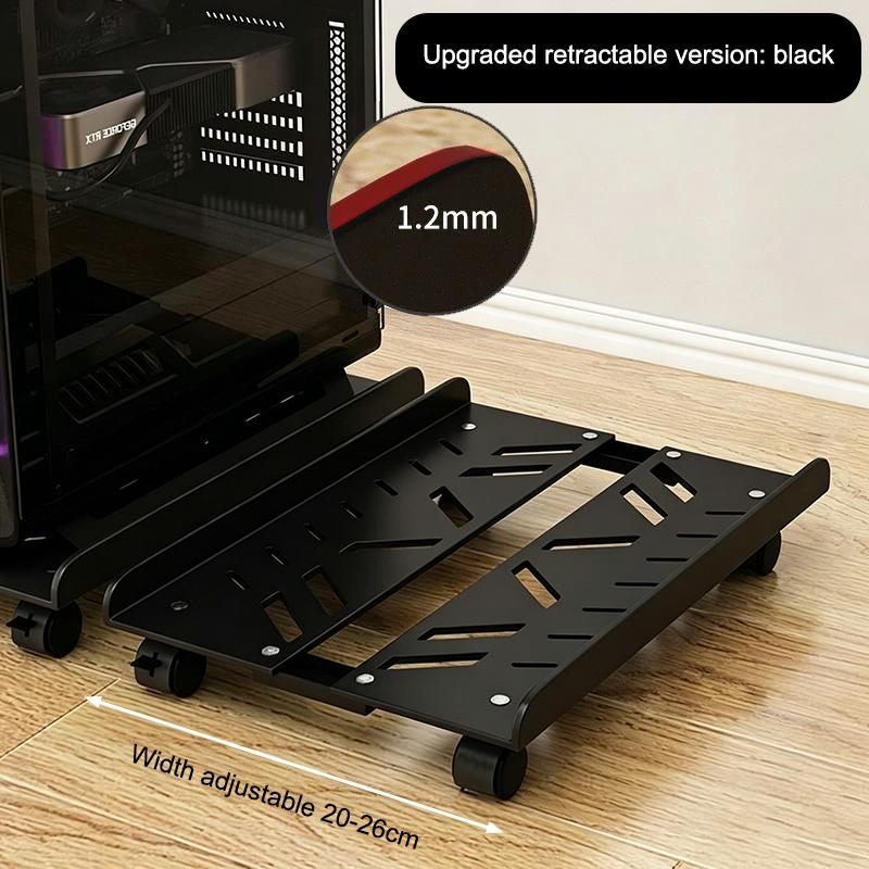Adjustable Mobile CPU Stand with Wheels Ventilated PC Tower Holder Fits Most ATX Cases for Home Office Desk Use