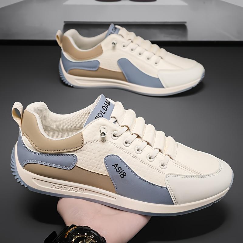 Мужские модные кроссовки с цветными блоками - Повседневная низкая обувь на шнуровке с амортизацией дизайн с белымикоричневымиоранжевыми полосками идеально подходит для всех сезонов 39 серый 2339₽