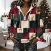 Women's Fashion Christmas Print Long Sleeve Hooded Pullover Sweatshirt Top