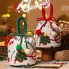 Christmas Gift Bags Cartoon Candy Bag with Bow Biscuits Apple Packaging Box Children's Drawstring Pouch Party Supplies Storage