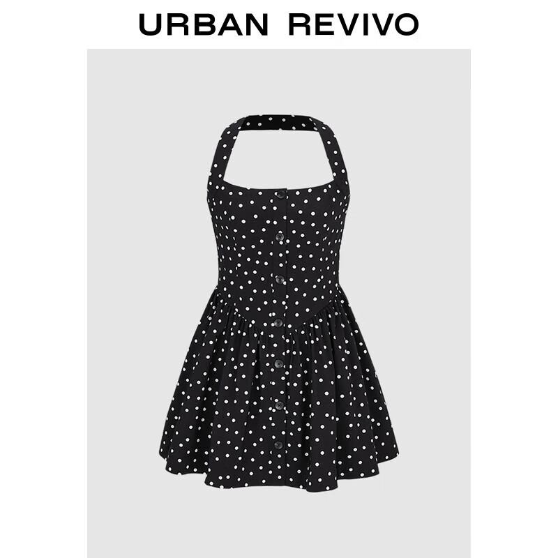 UR Французское короткое платье халтер без спины в горошек XL