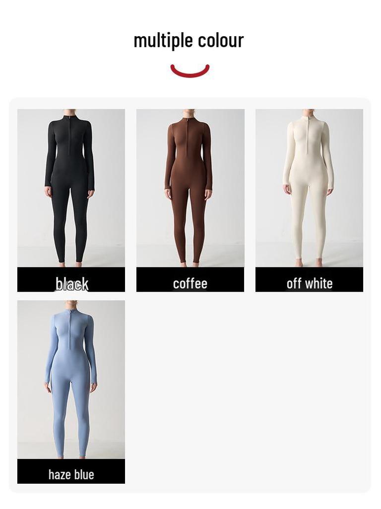 European-American Long Sleeve Nude Yoga Jumpsuit for High-Intensity Fitness, Style 8306