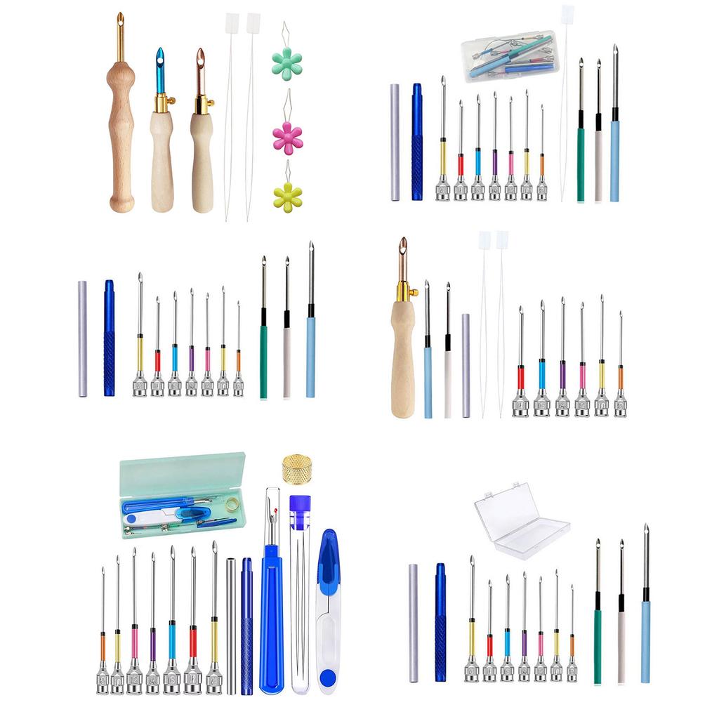 Punch Needle Set Punch Needle Tool with Seam Ripper Needle Threader for Beginner DIY Embroidery Floss Cross Stitching
