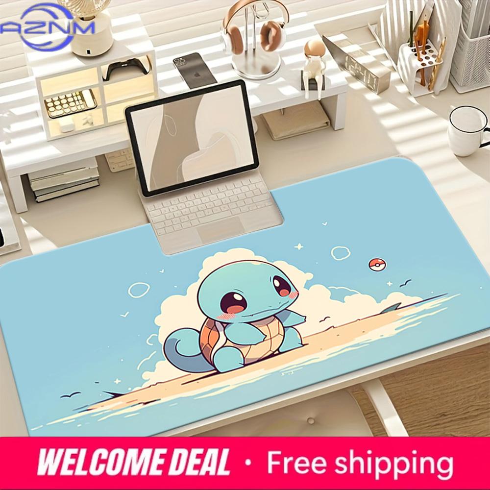 Cute Squirtle Beach Scene Gaming Desk Mat 30x80x0.2cm