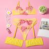 Stylish Steel Ring Embroidery Mesh Garter Belt Set - Multi-Color Body Shaping with Split Design