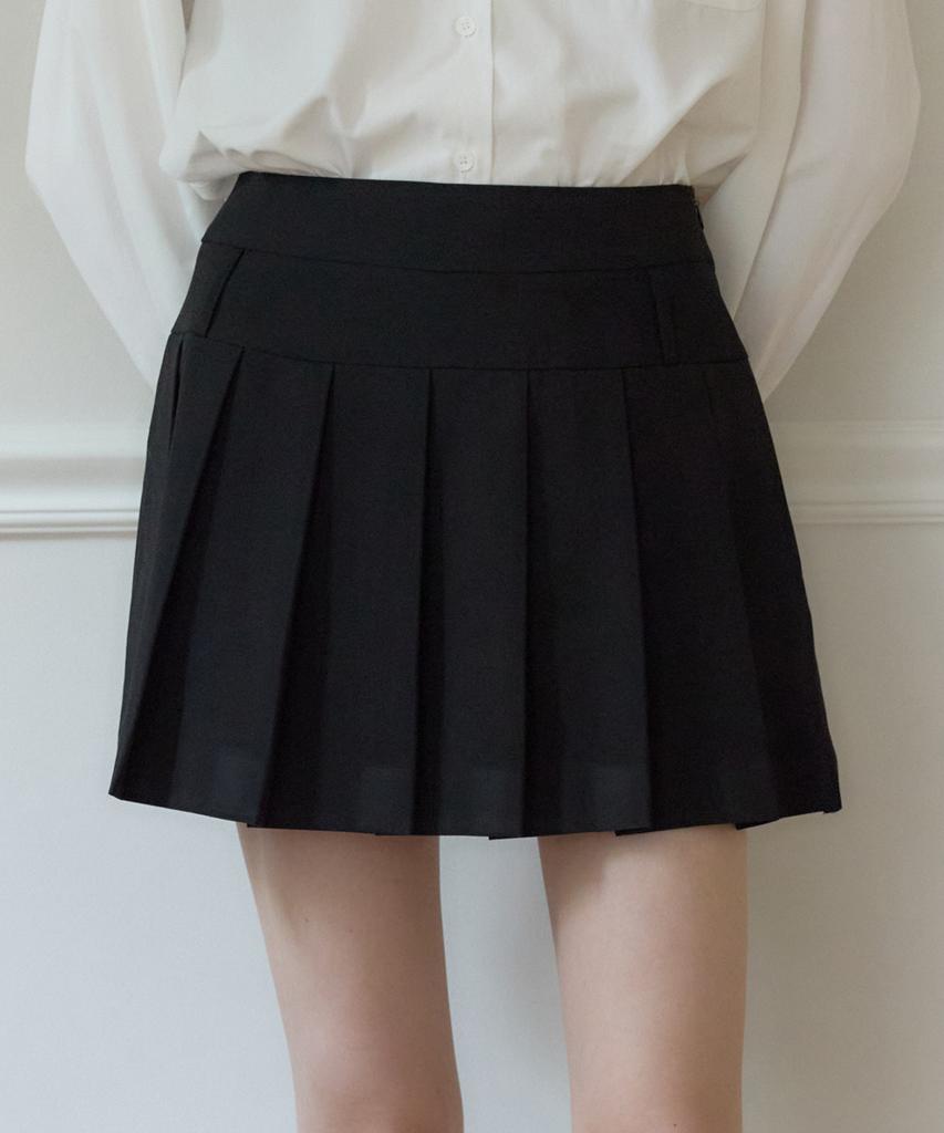 Our Hope Wool Pleated Short Skirt - Black