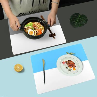 Silicone Placemat Square Two-color Stripes Matching Color Non-slip Table Mat Restaurant Pot Mat Insulation Mat