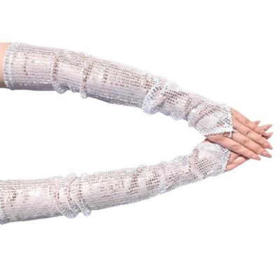 Shimmering Fingerless Stage Gloves Halloween Costume Party Wear Lightweight Reusable Cosplay Accessories