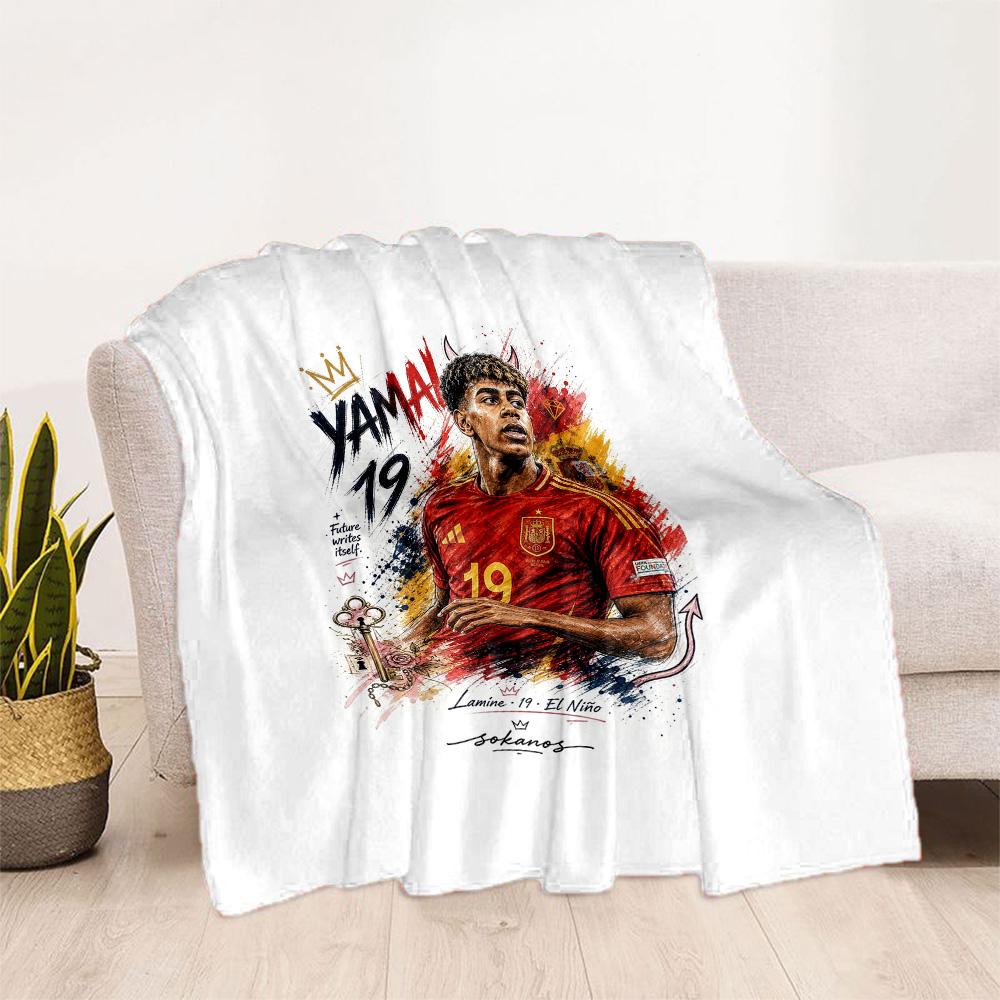 Lamine Yamal Fußballlegende Decke Weich & Gemütlich Groß für Sofa Wohnzimmer Büro für Alle Jahreszeiten Warme Dekoration Geburtstag Weihnachten Geschenk Decke