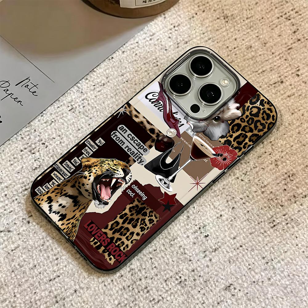 Leopard Print Collage Phone Case For Iphone 17 Air 16 15 14 Pro 13 12 11 Pro Max 16 Plus Shockproof Silicone Cover