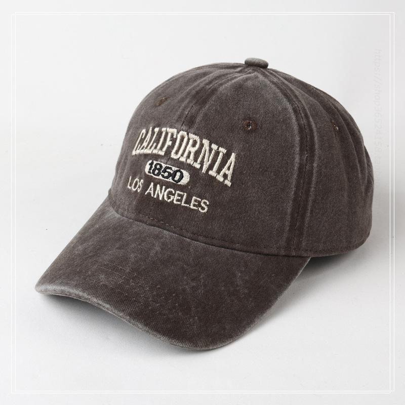 New Hat Japanese Trend Wide Brim Versatile Washed Baseball Cap Men's Korean Version Embroidered Letter Cap Women