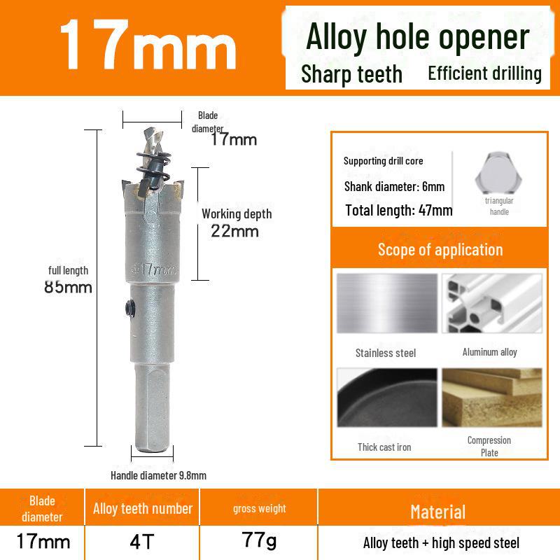 Deschizător de găuri din carbură TCT pentru metal: Alezor de găurit din oțel inoxidabil, cupru, aliaj de aluminiu