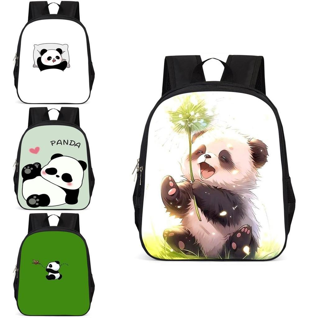 Spacious 15 Inch Panda Backpack For Elementary Kids Lightweight Oxford Cloth