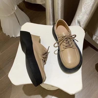 Small Leather Shoes Women New Single Shoe Platform Muffin Tie Round Head Fashion Mary Jane Shoes Women's Shoes
