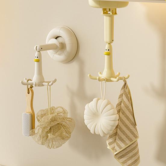 Zuignap Haken 360-graden Draaibare Wandmontage Organizer met 6 Haken Geen Boren Ophangrek voor Keuken Badkamer Commode Kookgerei Sleutels