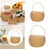 Woven Hanging Basket Decorative Handmade Wall Mounted Container Room Decor Fruit Sundries Organizer for Closet Office Kitchen