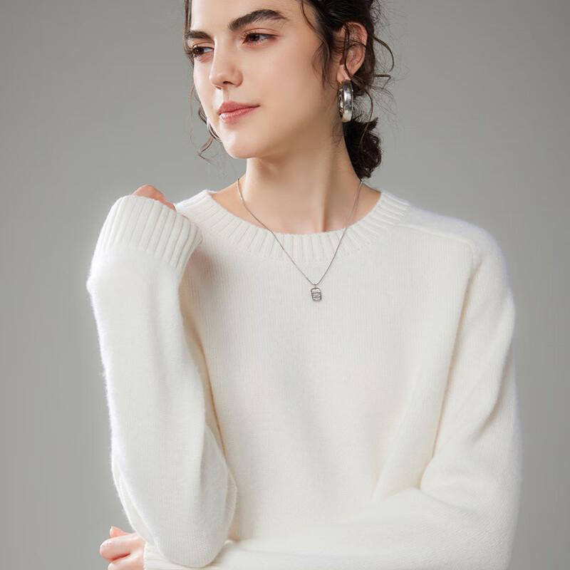 VanZhen Women's Thick Round Neck Cashmere Blend Sweater