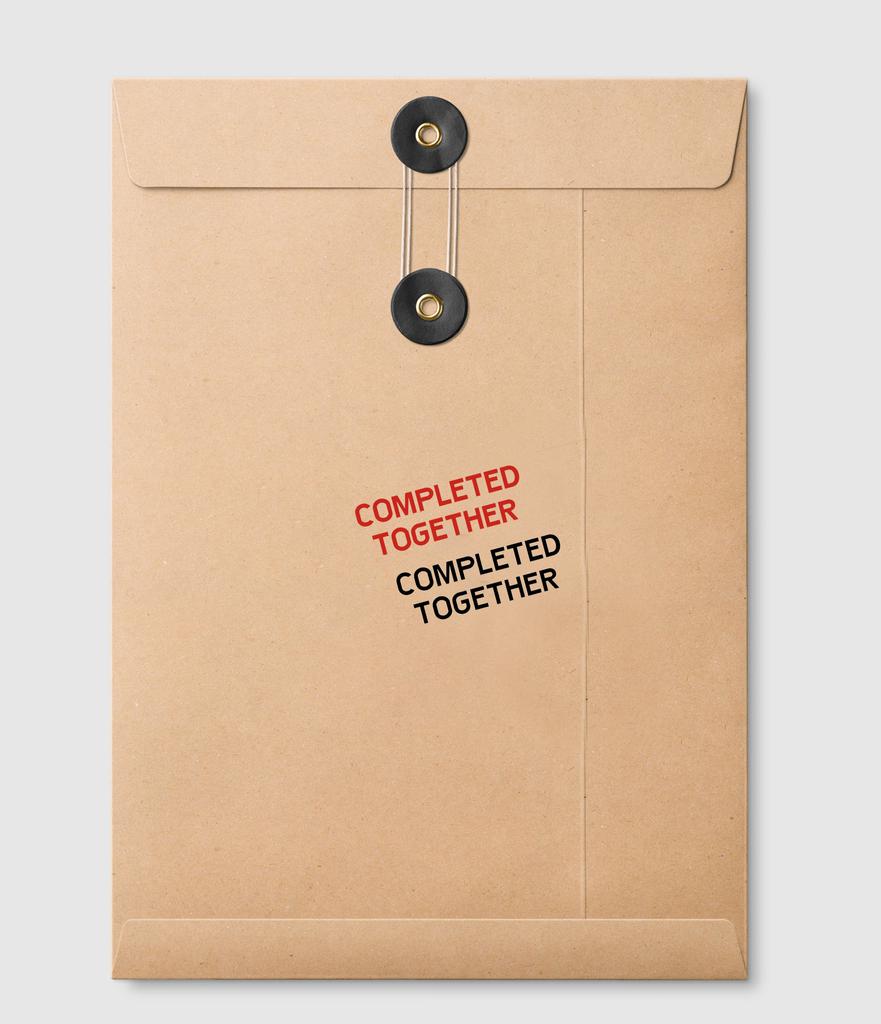 Printtoo Completed Together Self Inking Rubber Stamp Pre,Inked Office Stamp, Home Office Business Stationery, 38 x 14 mm,