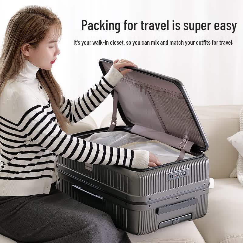 TOBOOG 24-inch Front-Opening Hardside Luggage with Cup Holder