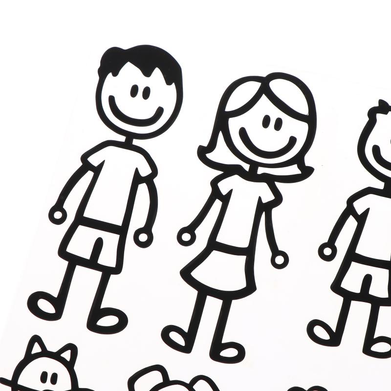10/20/30Pcs Reflective Car Stickers Interesting Cartoon Family Members Stickers Automobiles Exterior Decals Accessories
