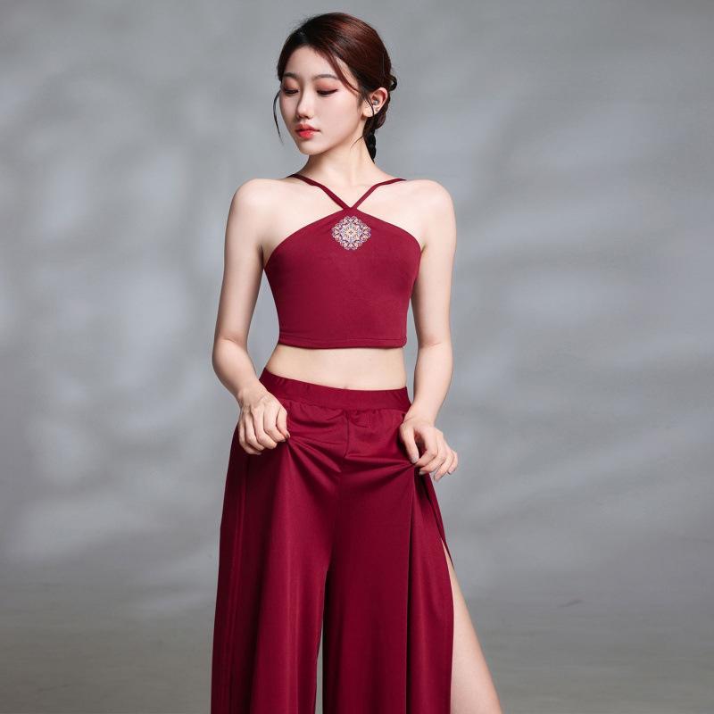 Chinese Red Flowing Gauze Camisole: Jazz Classical Dance Performance Costume