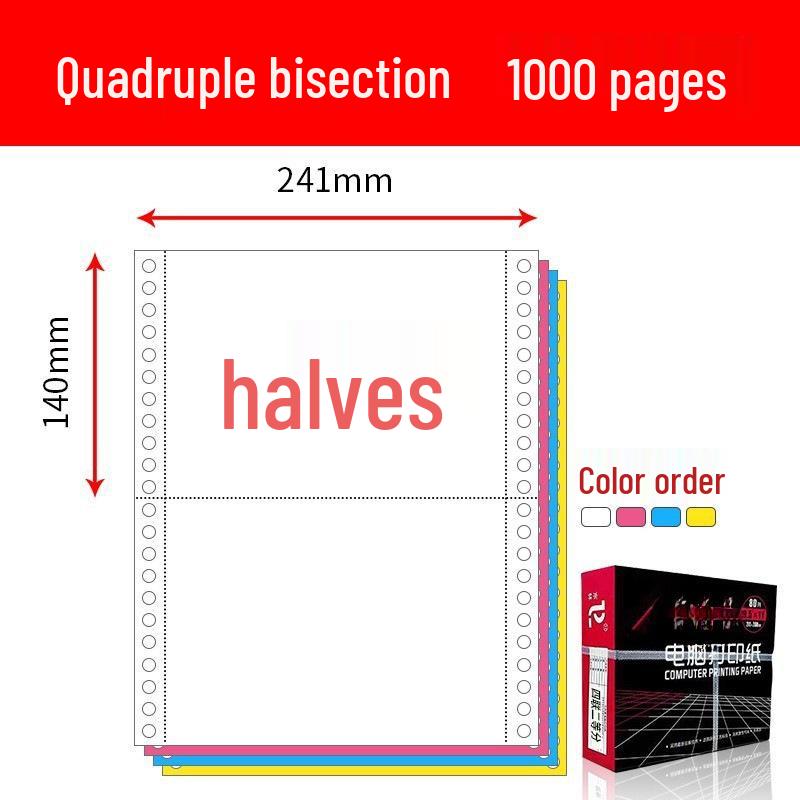 Pinfeed Computer Print Paper: Available in 1 to 5 parts, 241 vouchers, with options for two or three equal parts.