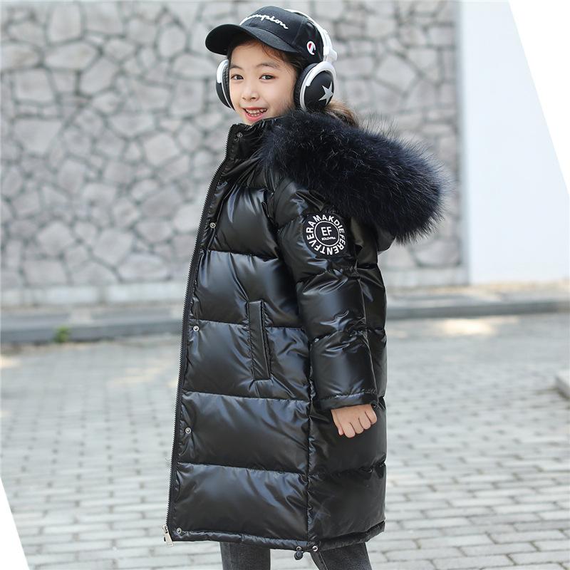 New Children's Down Jacket Girls Medium and Long Boys Thickened Large Fur Collar Medium and Large Children's Clothing Winter Coat Leave-in