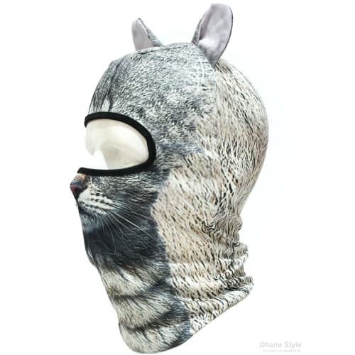 3D Animal Face Mask with Ears, Quick-Drying Full Face Balaclava/Balaclava for Airsoft, Cycling, Motorcycles, Outdoor Activities, and Cosplay (Cat)