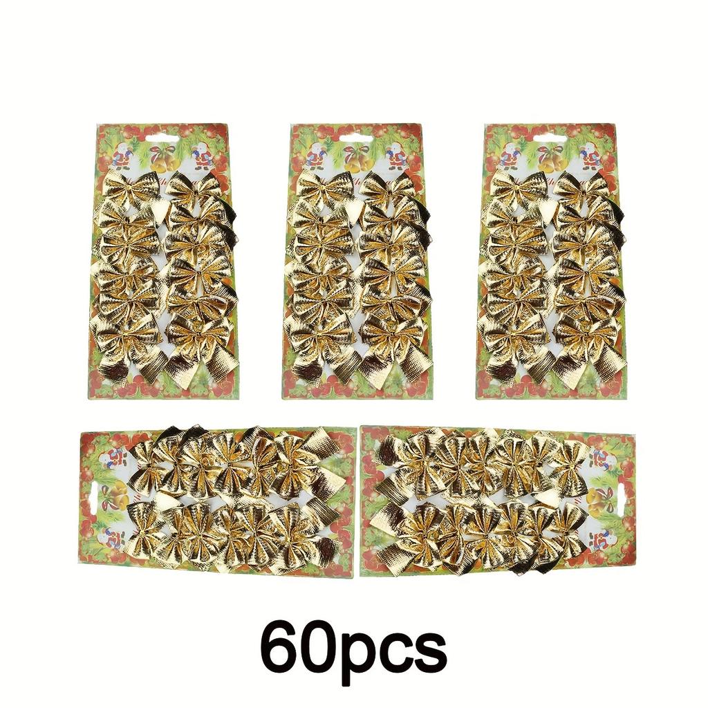 60Pcs 5.5cm Bow Christmas Decorations Xmas Tree Pendant Ornament for Home Decor Navidad New Year Party 2026 DIY Gift Accessories
