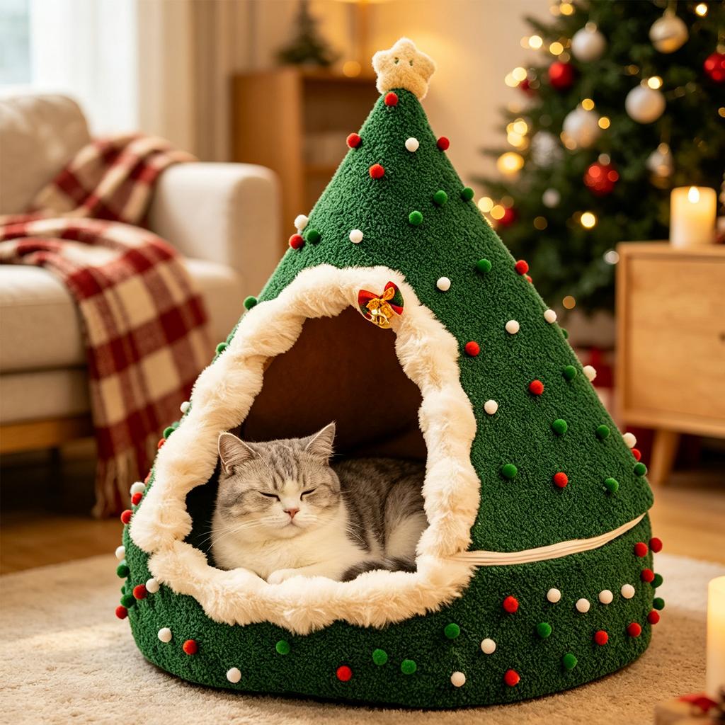 Letto di Natale con Design a Tenda Casa, Accogliente Invernale Tutto al Coperto