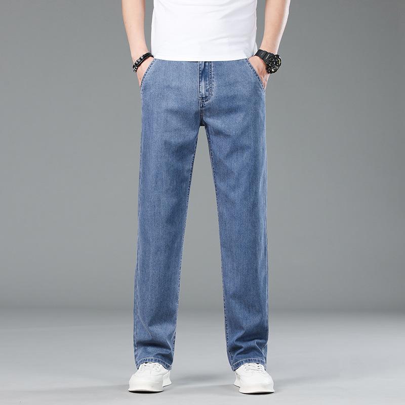 2025 Ice Silk Fashion Jeans: Men's Loose Straight Wide-Leg Trousers