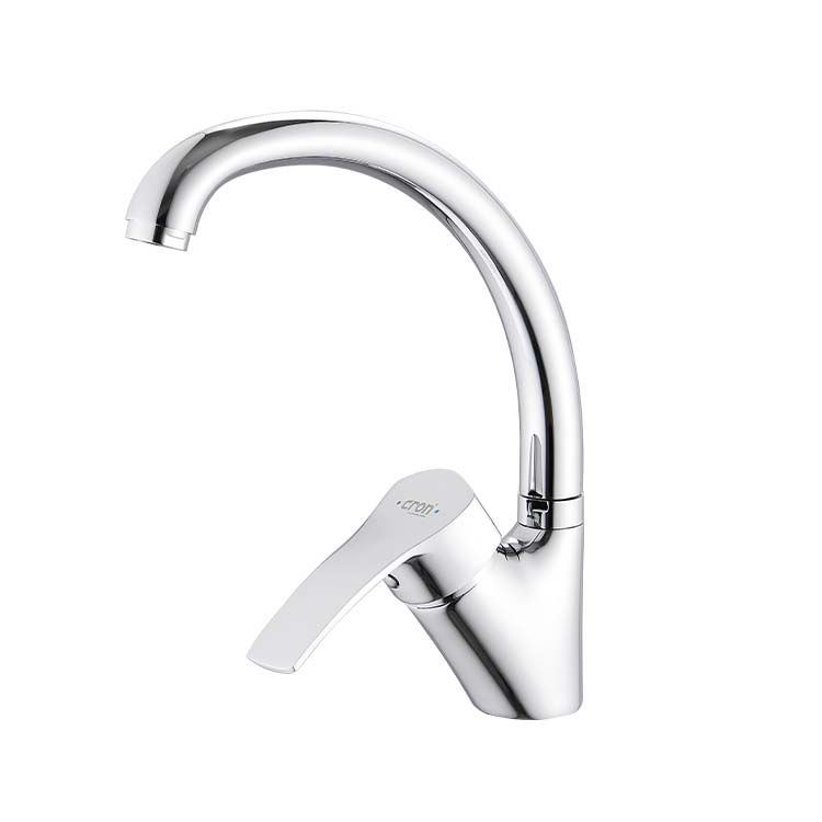 Hot and Cold Zinc Alloy Kitchen Faucet with Big Bend Mixed Water Tap (as the picture,Chrome)