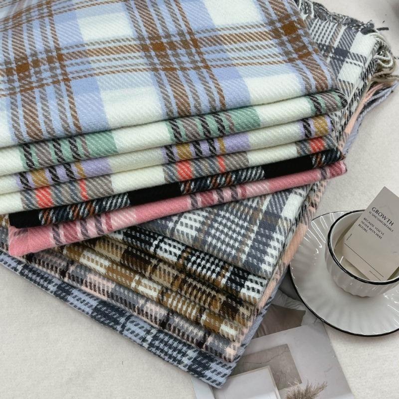 Stylish British Retro Plaid Scarf Women Man Fall Winter Korean Version Iimitation Cashmere Soft Warm Scarves Male Female Muffler