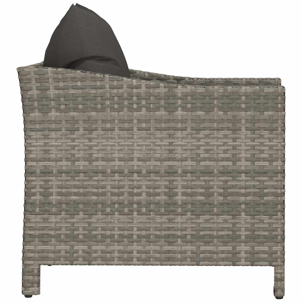 Garden Armchair with Cushions Grey Poly Rattan