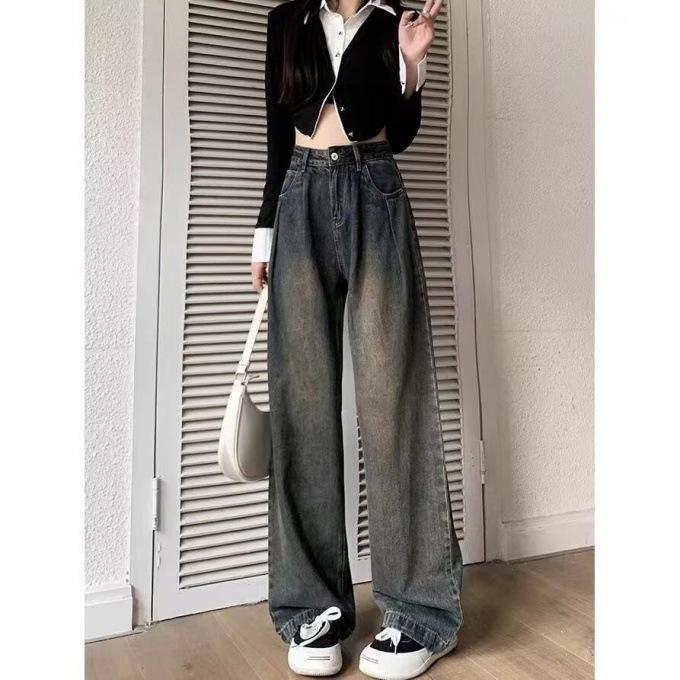 Plus Size Retro American High Street Winter Velvet Thickened Jeans for Women L