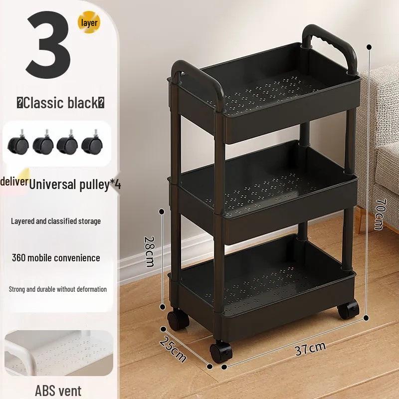 Compact Multi-Layer Movable Storage Rack for Snacks and Bathroom Essentials