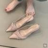 Neuer Stil Mode Damen Sommer Sandalen mit Absatz Spitzschuh Elegante Schuhe Frau Trend Pantoletten Modeabsätze Damen Zapatos Mujer