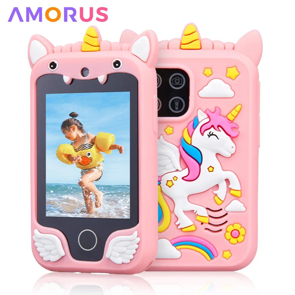 Cute Unicorn Kids Mobile Toy Touchscreen Dual Camera MP3 Educational Games Smart Phone Gift For Boys Girls Age 6-12