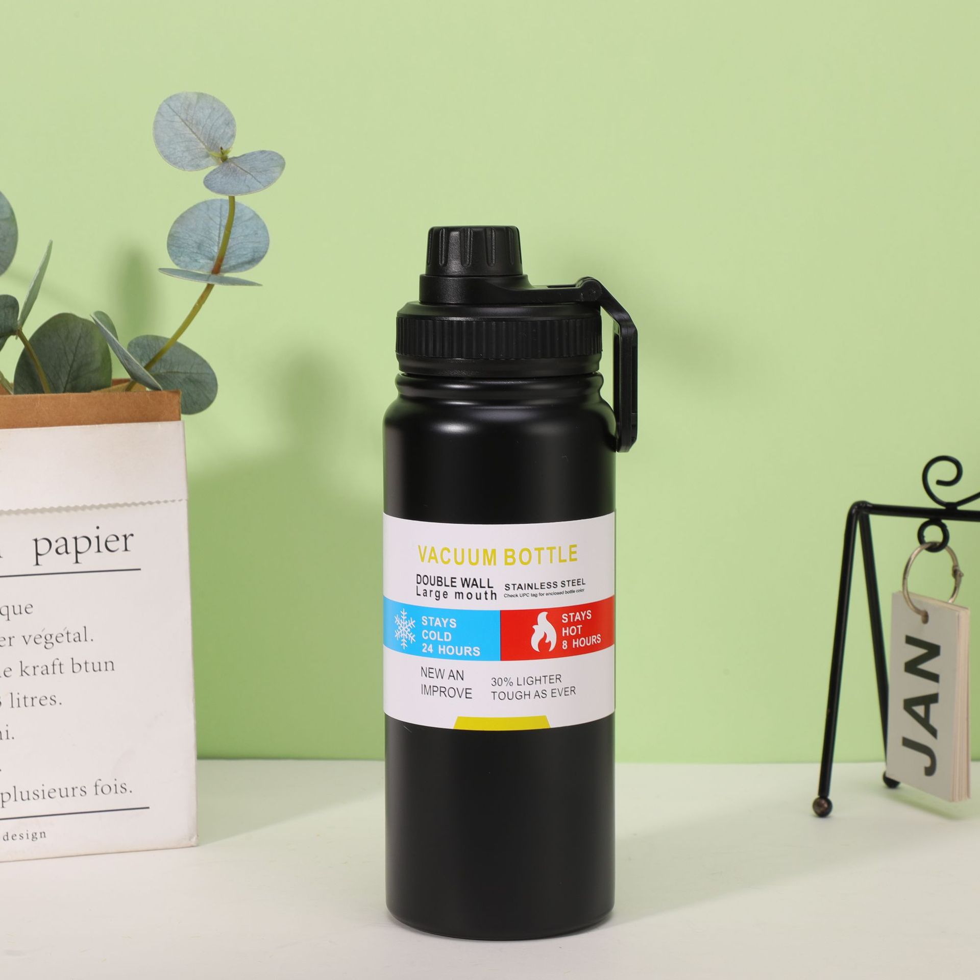 

Space Kettle 304 Stainless Steel Thermos Mug Mountaineering Sports Kettle Outdoor Portable Car Water Cup 600ml чёрный