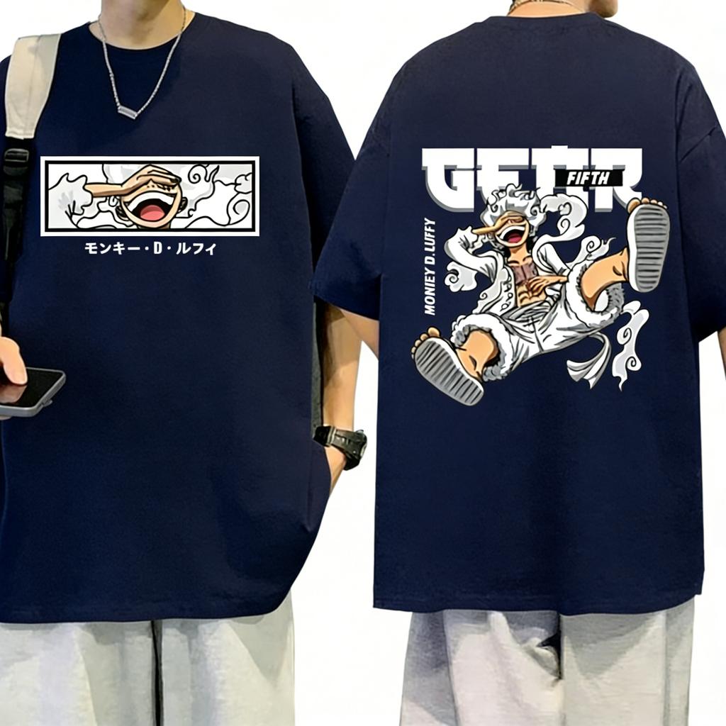 Plus Size One Piece Anime Printed Men and Women Tshirt Casual Parent Child Top Fashion Harajuku Style Y2K Street Wear Summer