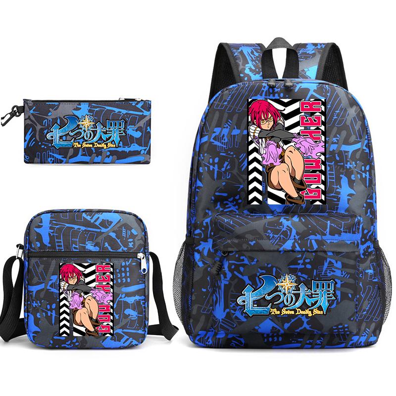 Anime The Seven Deadly Sins School Backpack Set with Shoulder Bag Pencil Case for Kids Teens Daily Bookbag