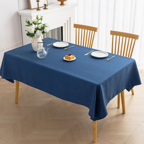 IceSof High-Quality Rectangular Tablecloth, 140x220cm, Blue, Solid Color, Heavyweight Polyester, Lightly Water-Repellent, for Kitchen, Dining, Parties