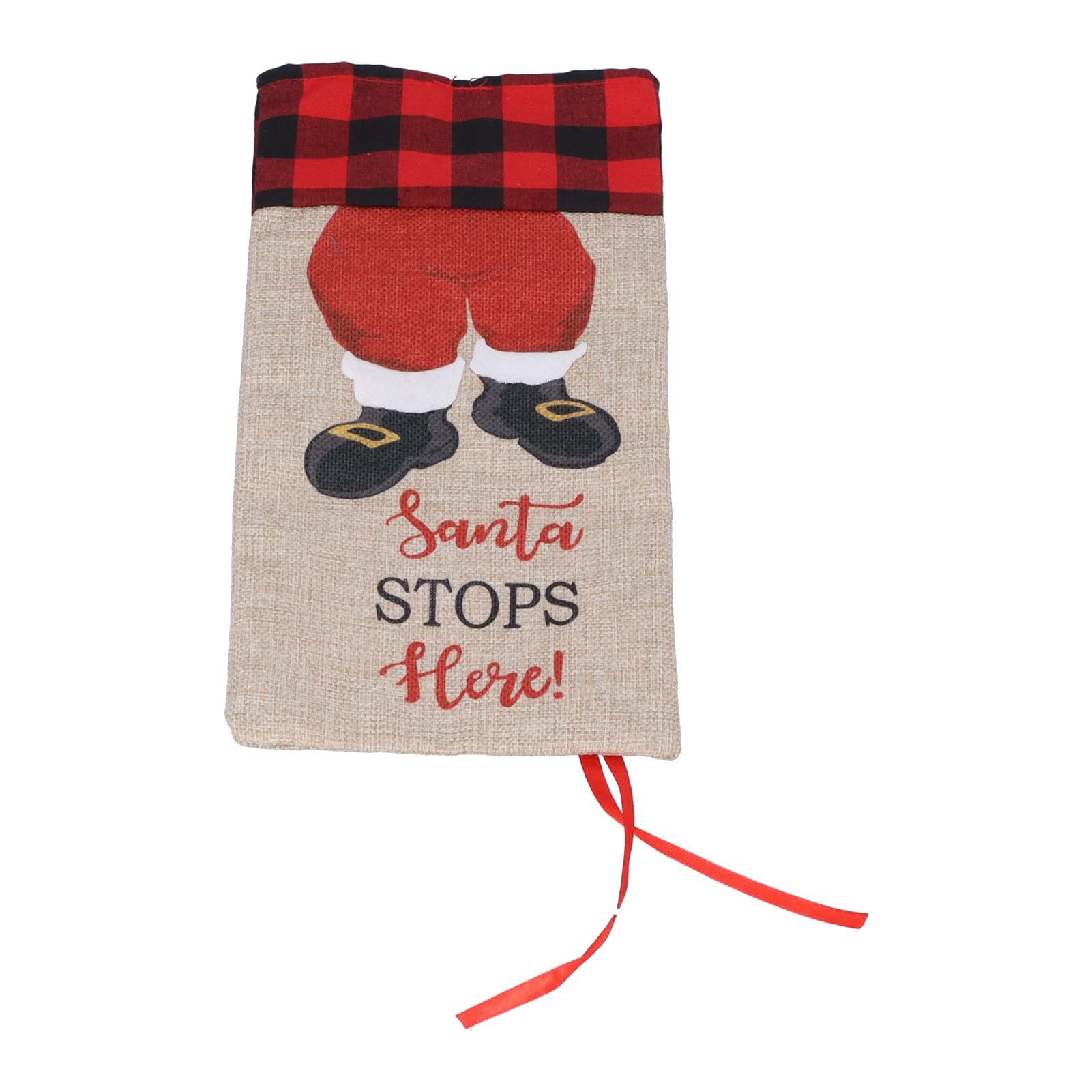 

Christmas Santa Grid Design Bottle Cover Bag Sleeve Christmas Gifts for Party