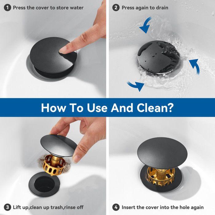 Washbasin Waste - Standard - G1¼ - Black Stainless Steel - Filter Basket - Silicone Seal