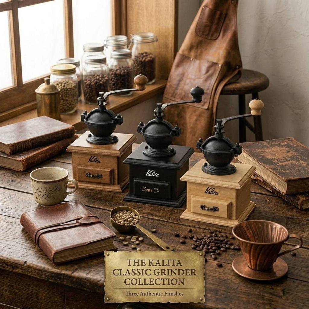 Kalita Classic Mill BR Brown Coffee Grinder Wooden and Aluminum Adjustable Grind Hand Grinder A and Stylish Coffee Grinder Perfect for Outdoor and